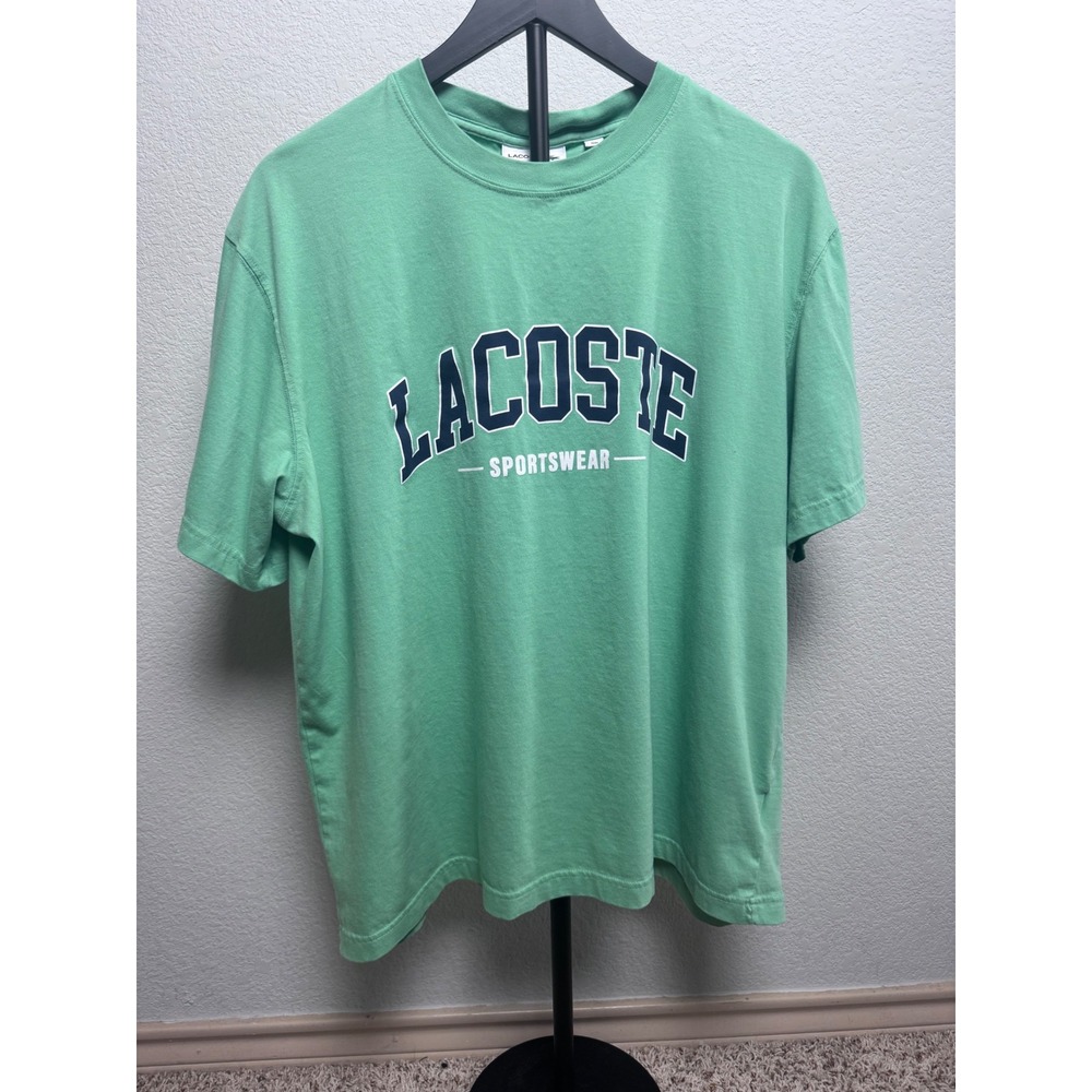 Lacoste Sportswear Mens XL Classic Fit Graphic T-Shirt Green FA13487 Cotton